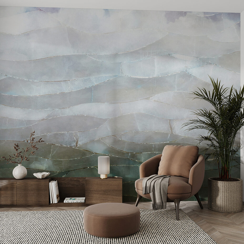 A glass with a pattern of clouds