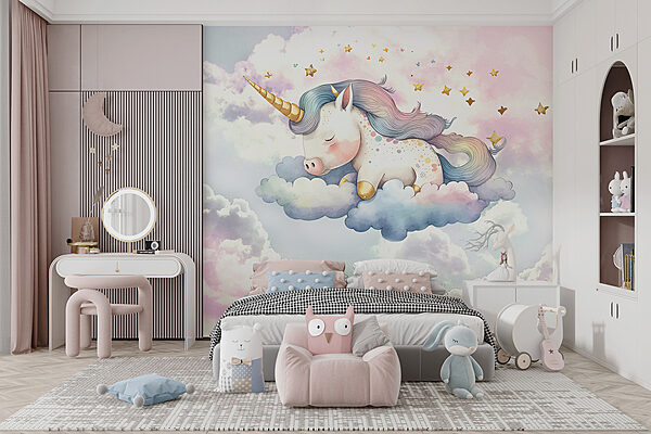 Um unicórnio a dormir nas nuvens Um unicórnio a dormir nas nuvens