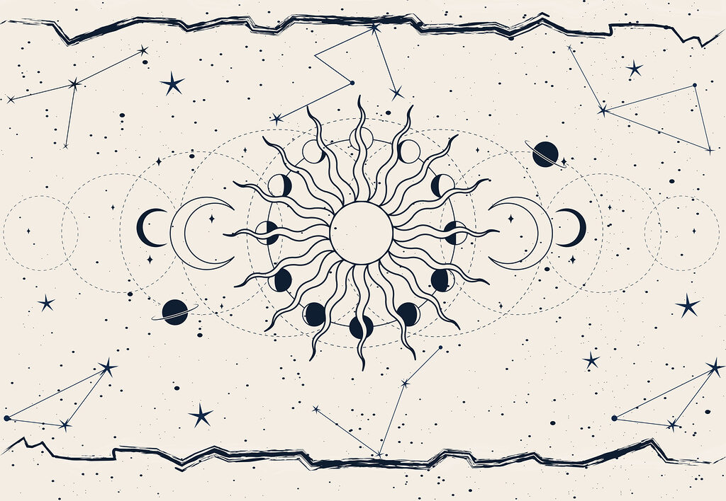 Um desenho do sol e da lua Um desenho do sol e da lua