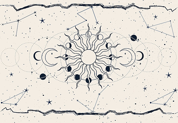 Um desenho do sol e da lua Um desenho do sol e da lua