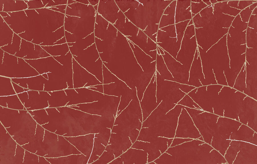 Um fundo vermelho com ramos