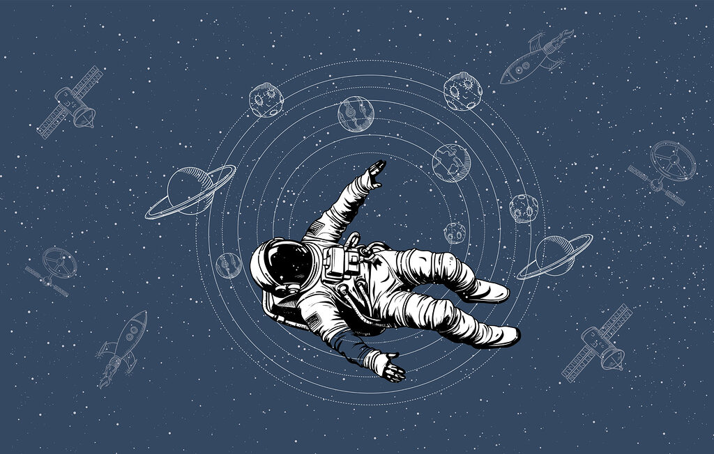 Um astronauta a flutuar no espaço Um astronauta a flutuar no espaço