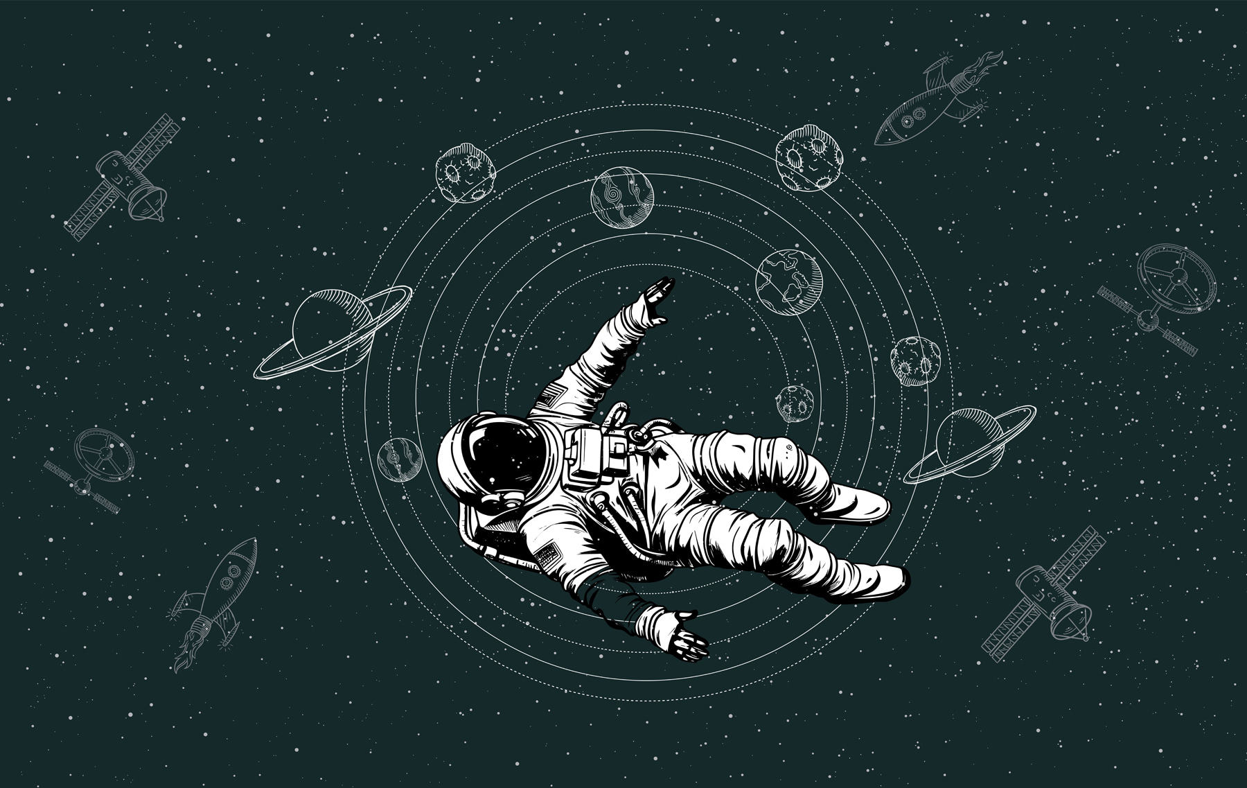 An astronaut floating in space