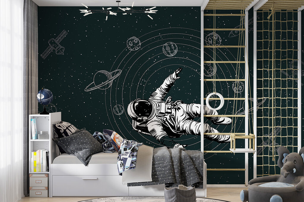 An astronaut floating in space