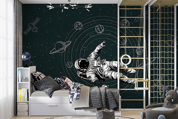 An astronaut floating in space