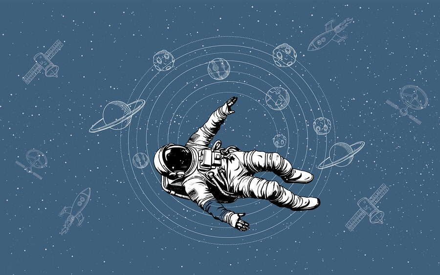 Um astronauta a flutuar no espaço