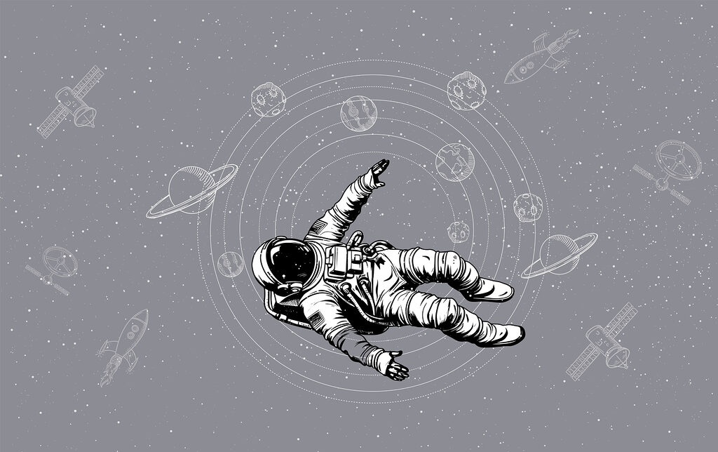 An astronaut floating in space