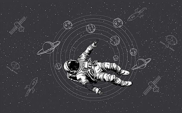 Um astronauta a flutuar no espaço Um astronauta a flutuar no espaço