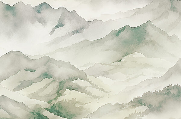 A watercolor painting of mountains