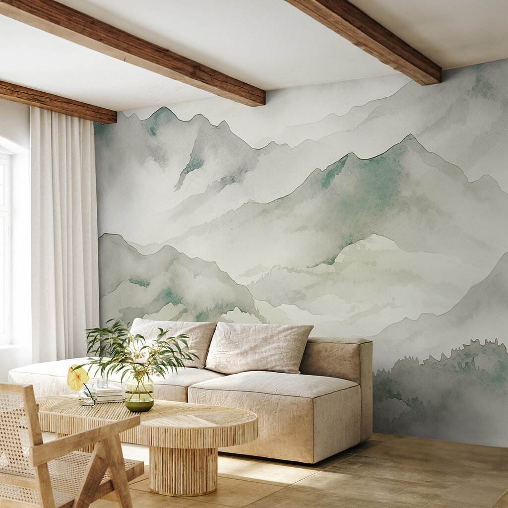 A watercolor painting of mountains