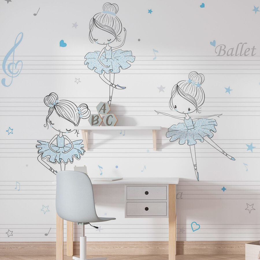 Papel de parede Um grupo de bailarinos sobre notas musicais - Image 2