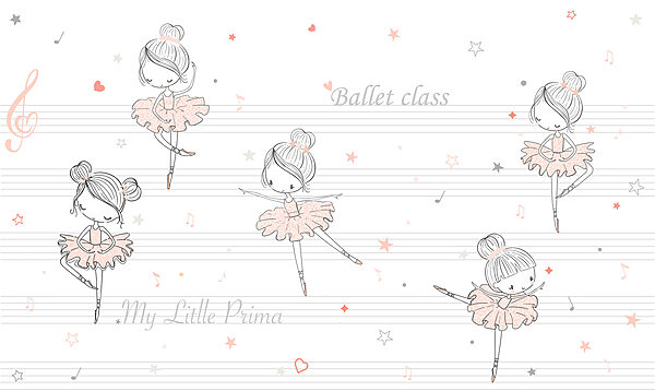 Um grupo de raparigas de desenhos animados a dançar sobre uma nota musical Um grupo de raparigas de desenhos animados a dançar sobre uma nota musical
