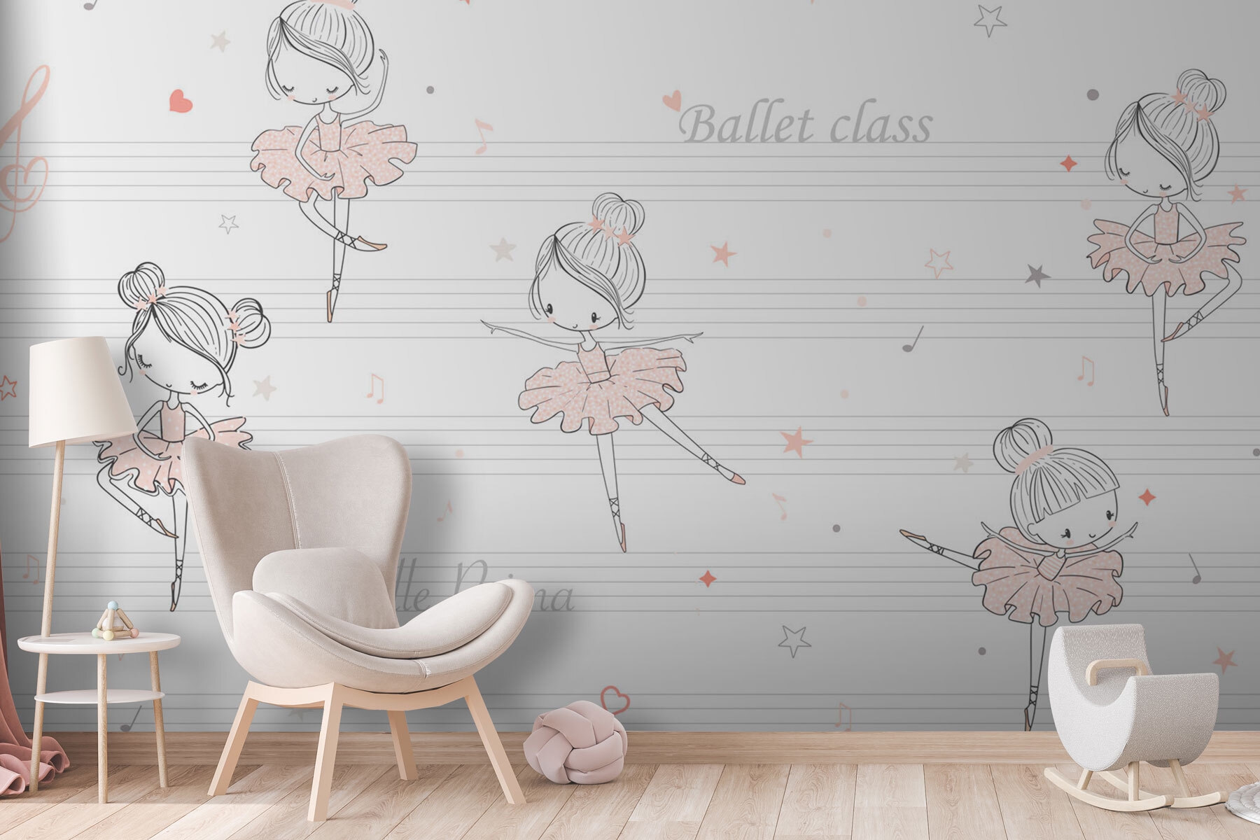 A group of cartoon girls dancing on a musical note