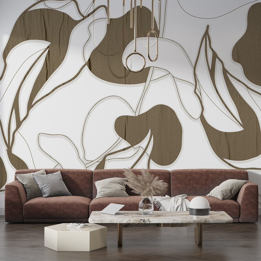 Papel de parede Um padrão floral branco e castanho - Image 3