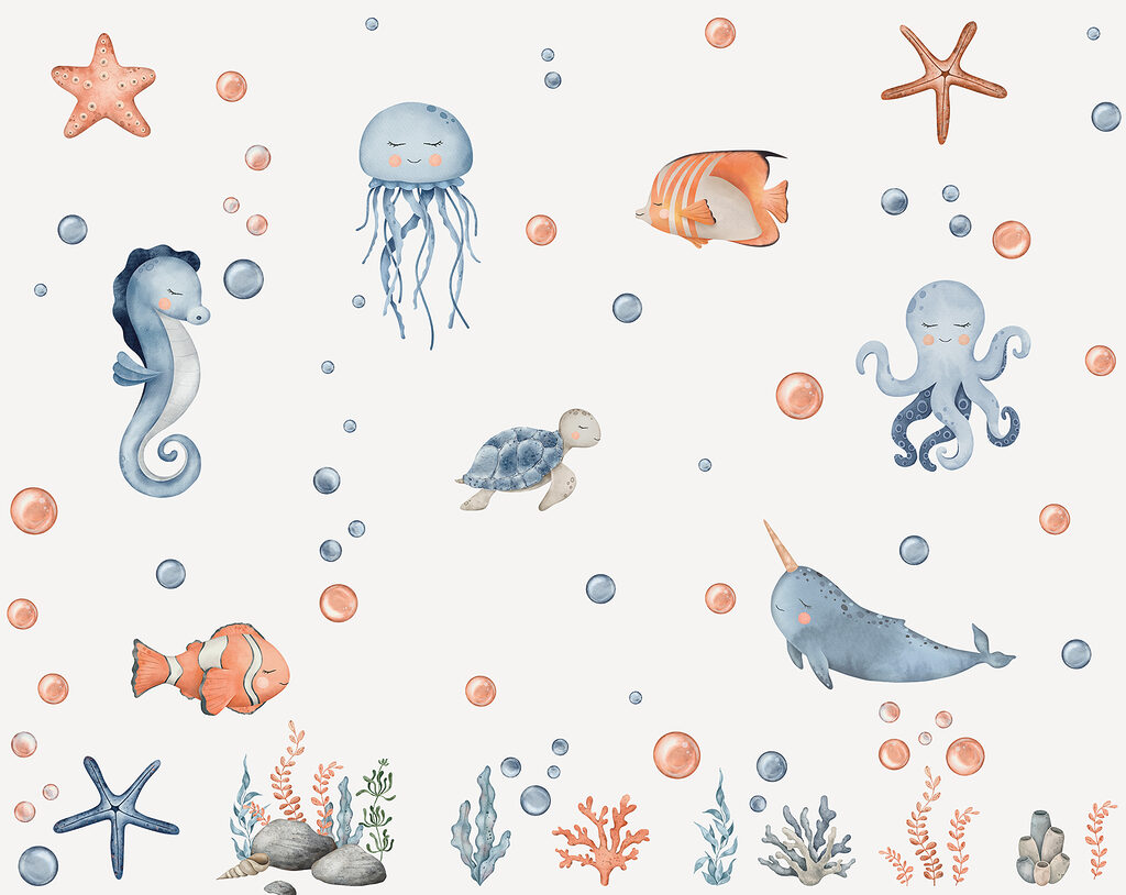 Um grupo de animais marinhos Um grupo de animais marinhos