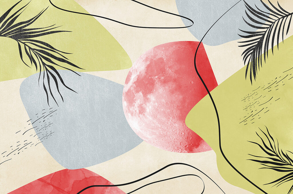 Uma arte colorida com uma lua Uma arte colorida com uma lua