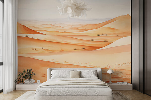 Uma paisagem desértica com dunas de areia Uma paisagem desértica com dunas de areia