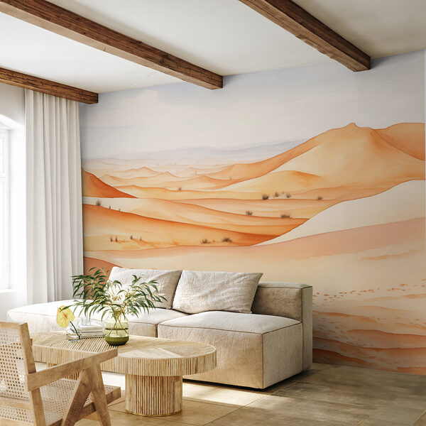 Uma paisagem desértica com dunas de areia Uma paisagem desértica com dunas de areia