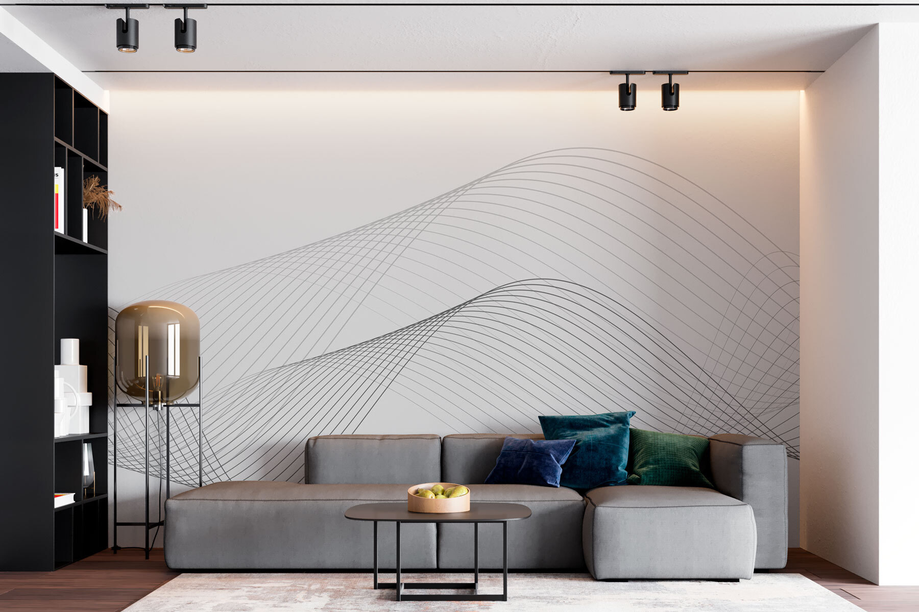 A black and white wavy lines