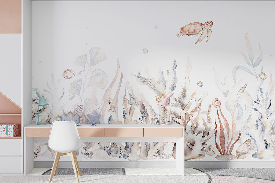 Papel de parede Uma alga marinha e algas marinhas sobre um fundo branco