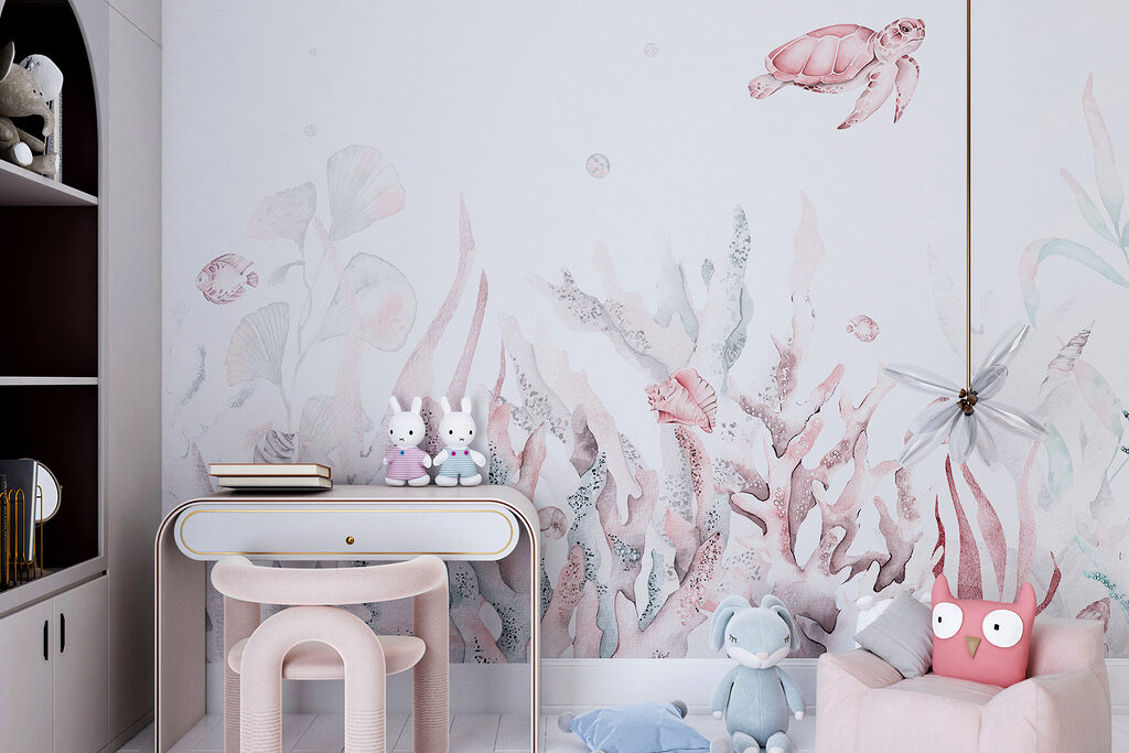 A seaweed and seaweeds with a turtle