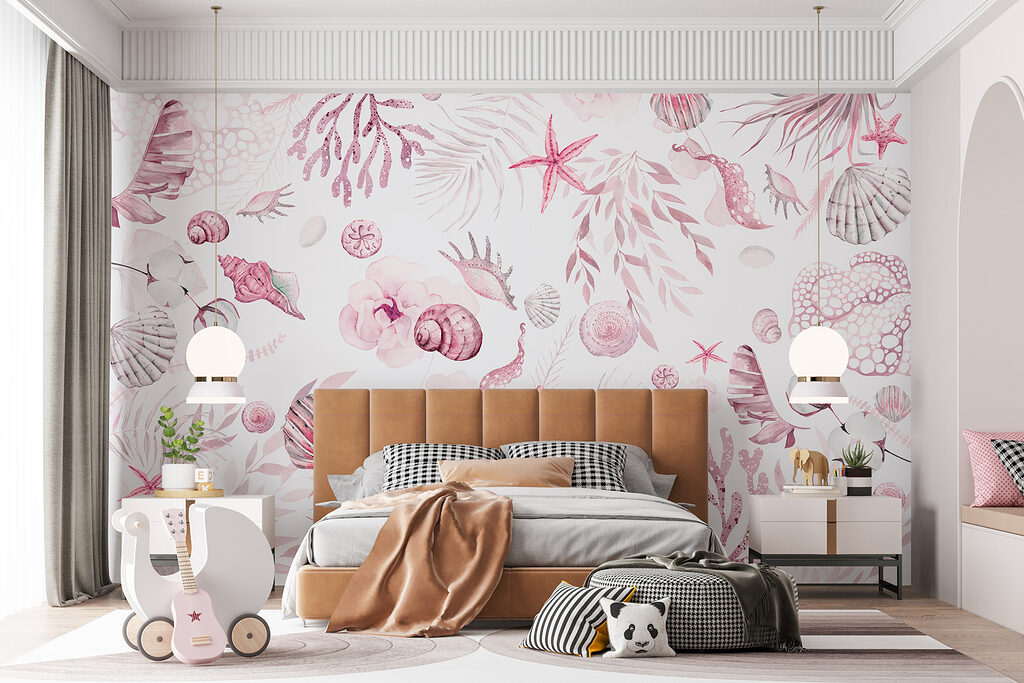 A watercolor sea life pattern