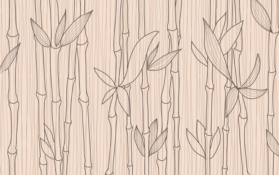 Um desenho de caules e folhas de bambu Um desenho de caules e folhas de bambu