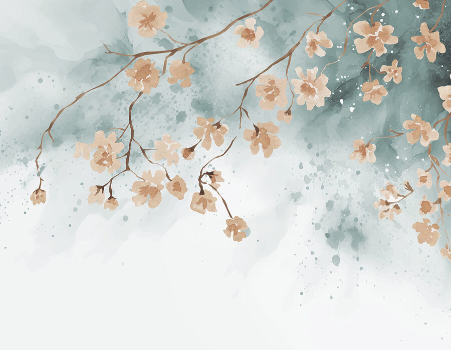 Uma pintura de flores num ramo
