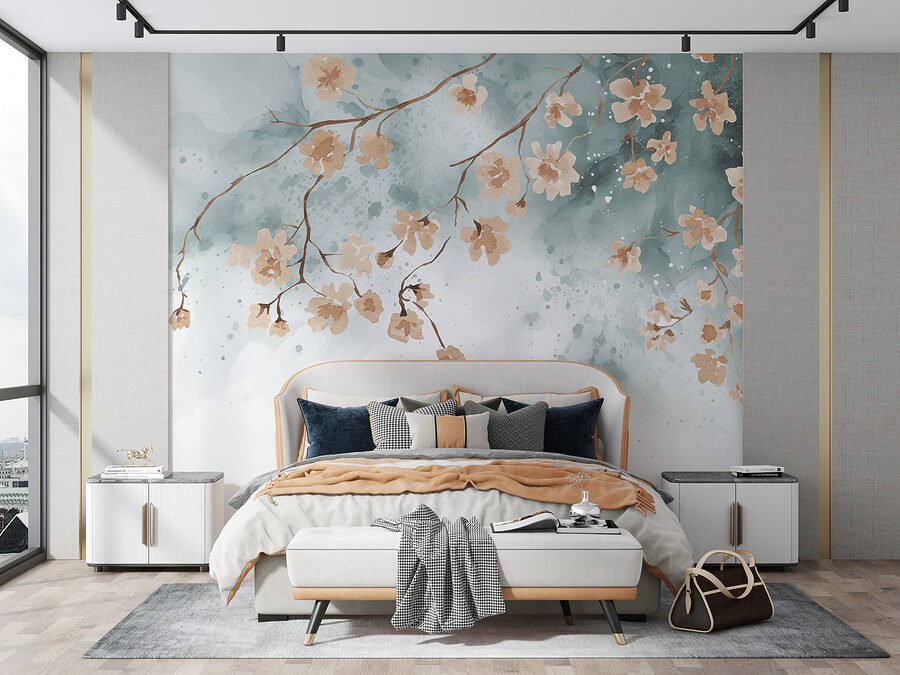 Uma pintura de flores num ramo