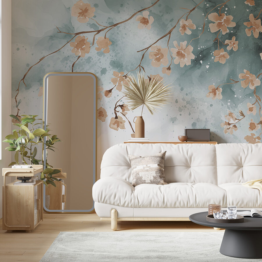 Uma pintura de flores num ramo