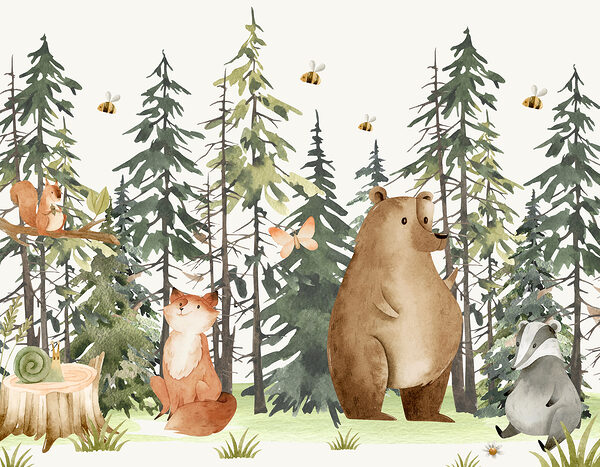 Um grupo de animais na floresta Um grupo de animais na floresta