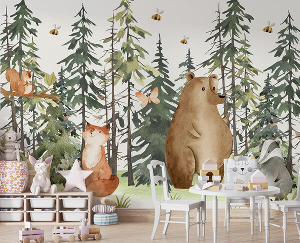 Um grupo de animais na floresta Um grupo de animais na floresta
