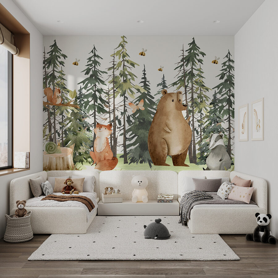 Um grupo de animais na floresta Um grupo de animais na floresta