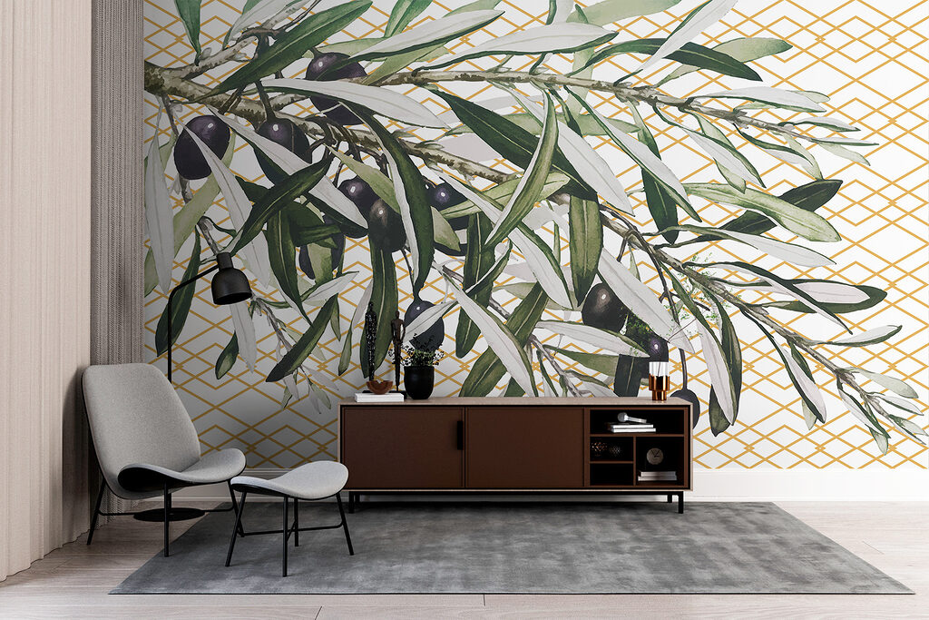 A branch with black olives and leaves A branch with black olives and leaves