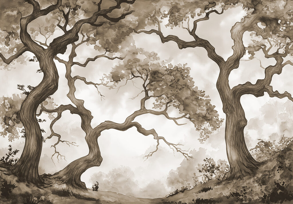 A group of trees with branches A group of trees with branches