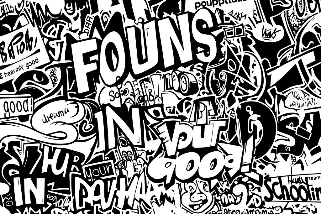 A black and white image of words