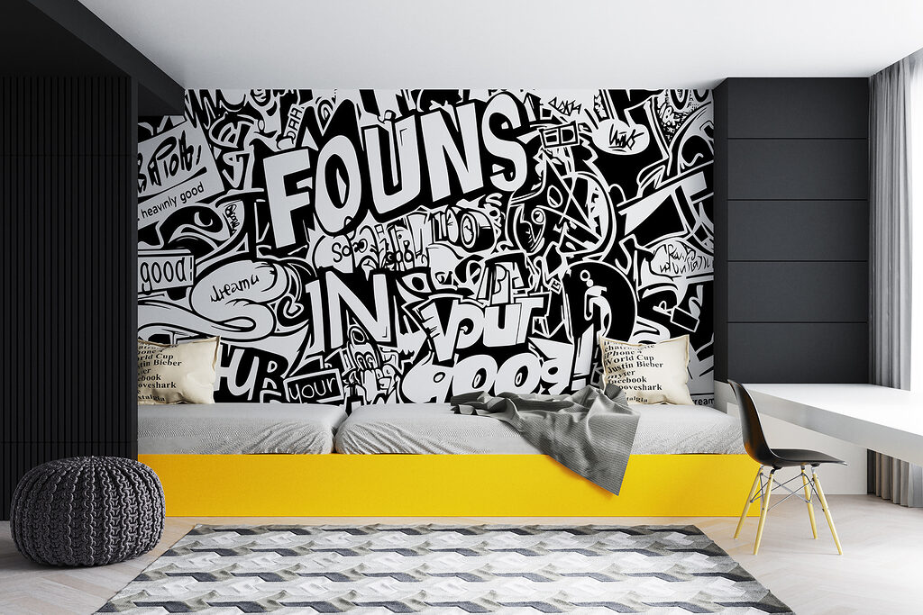 A black and white image of words