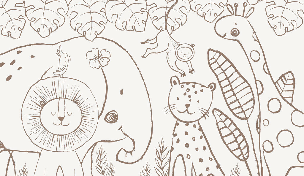 Um desenho de animais e plantas Um desenho de animais e plantas