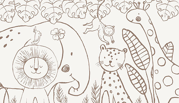Um desenho de animais e plantas Um desenho de animais e plantas
