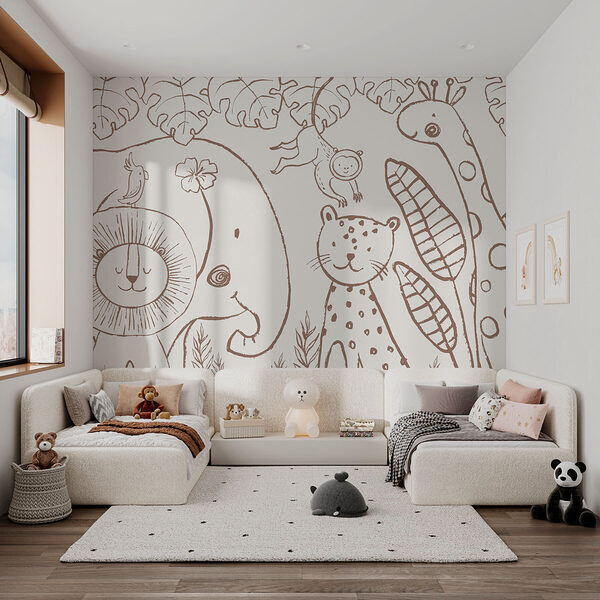 Um desenho de animais e plantas Um desenho de animais e plantas