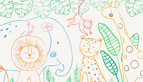 Um desenho de animais e plantas Um desenho de animais e plantas
