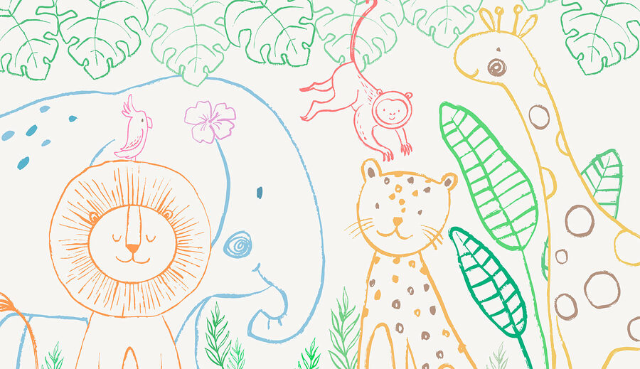 Papel de parede Um desenho de animais e plantas - Image 3