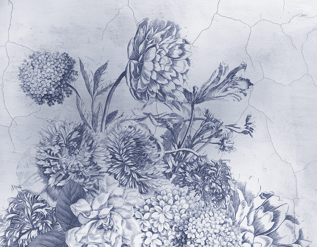 Ilustração floral delicada em tons de azul. Ilustração floral delicada em tons de azul.
