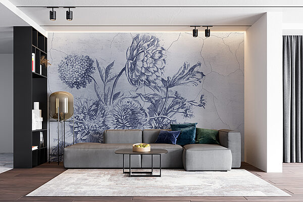 Ilustração floral delicada em tons de azul. Ilustração floral delicada em tons de azul.