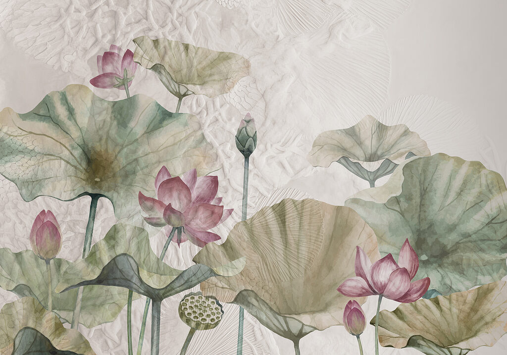 Uma pintura de flores e folhas Uma pintura de flores e folhas