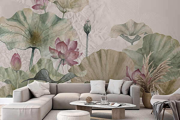 Uma pintura de flores e folhas Uma pintura de flores e folhas