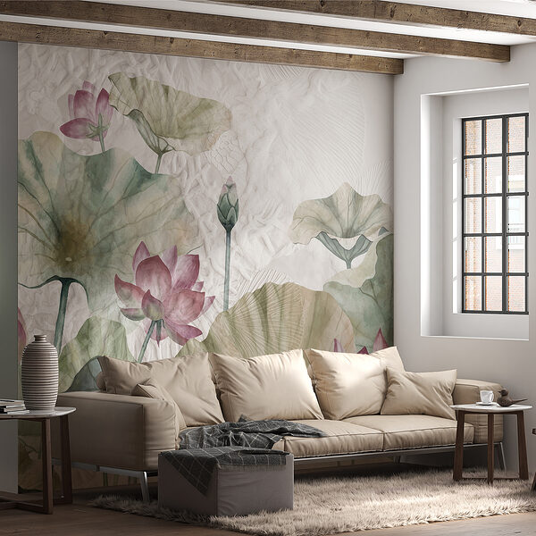 Uma pintura de flores e folhas Uma pintura de flores e folhas