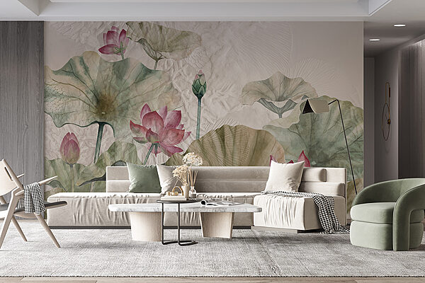 Uma pintura de flores e folhas Uma pintura de flores e folhas