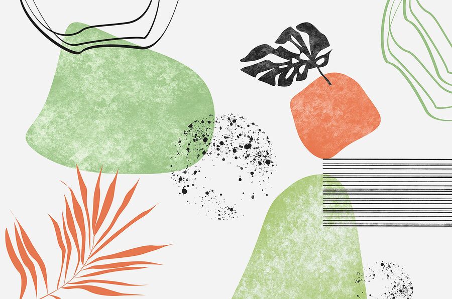 Papel de parede Uma arte verde e laranja - Image 3