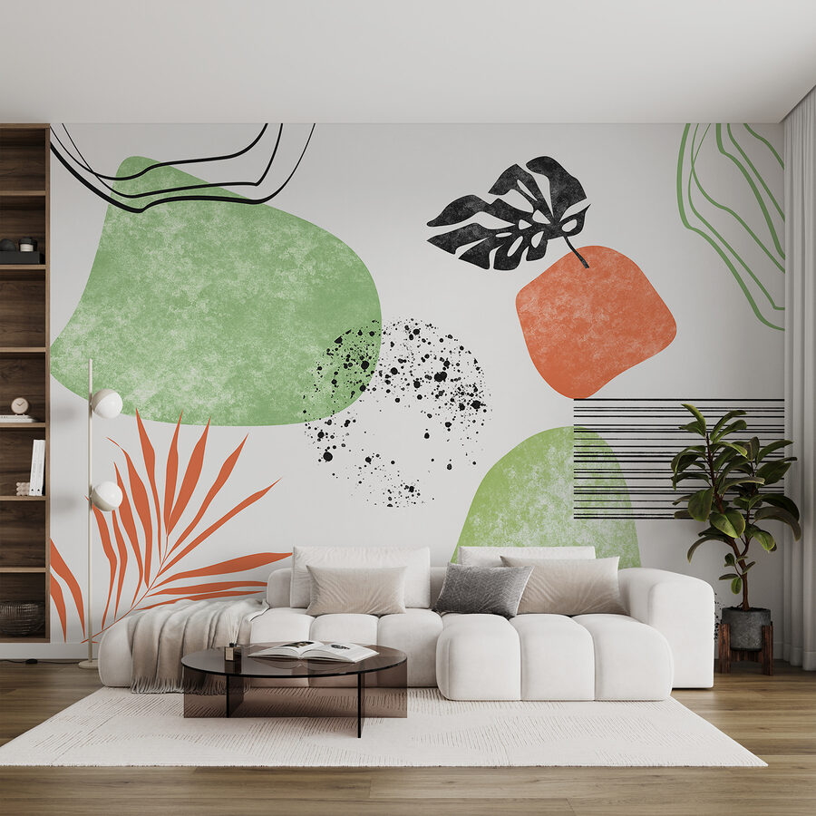 Papel de parede Uma arte verde e laranja